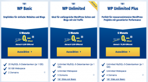 1&1 Webhosting Pakete im Vergleich