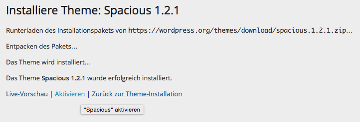WP- Theme aktivieren
