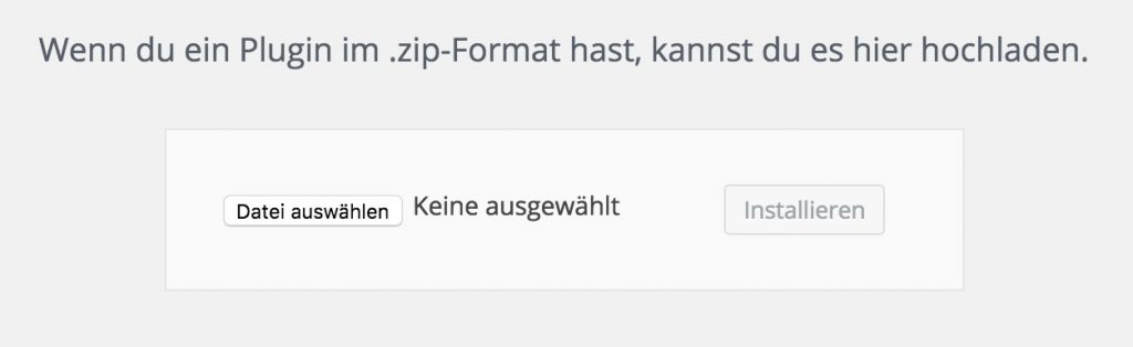 Formular zum Hochladen eines Plugins in WordPress