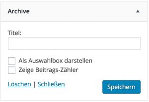 Die Einstellmöglichkeiten des WordPress Archiv-Widgets