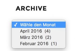 Archivwidget zeigt Dropdown mit Anzahl der Artikel
