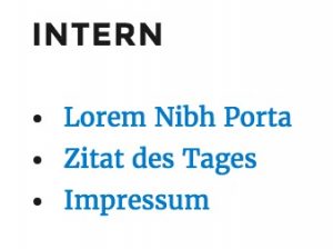 Auflistung eines Menüs