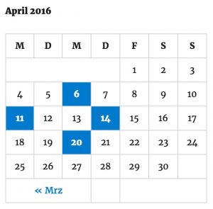 WordPress Kalenderwidget im Frontend