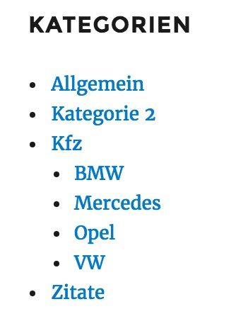 Hierarchische Darstellung von Kategorien