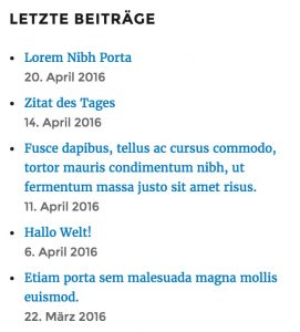 Letzte-Beiträge-Widget im Frontend von WordPress