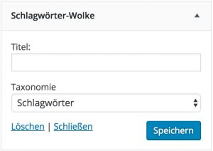 Einstellmöglichkeiten für das Widget Schlagwörter-Wolke