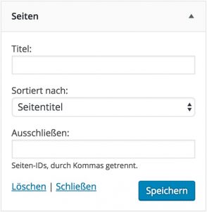 Einstellungen im Seiten-Widget von WordPres