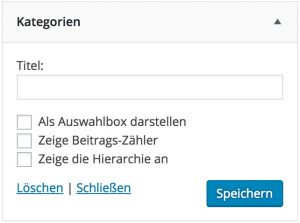Mögliche Einstellungen im Kategorien-Widget