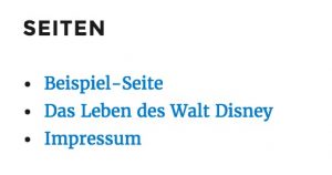 Auflistung von Seiten mit dem WordPress-Seiten-Widget