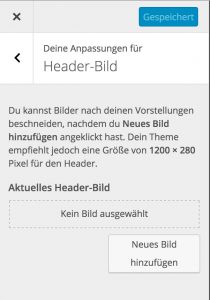 Headerbildformular im WordPress Customizer
