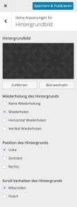 Erweiterte Einstellungen zum Hintergrundbild im WordPress Customizer