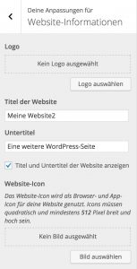 Website Informationen im WordPress Customizer