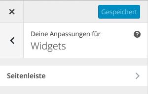 WordPress Customizer zeigt Liste mit Seitenleisten