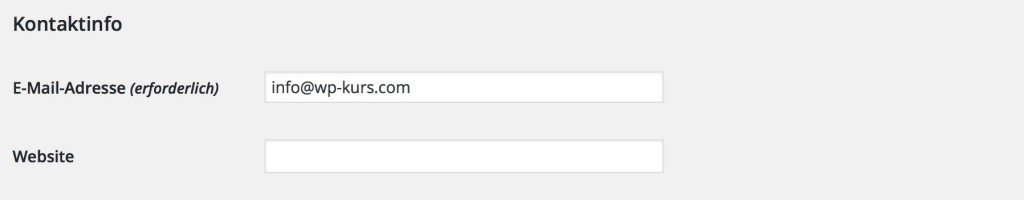 Kontaktinfo in den WordPress-Profileinstellungen