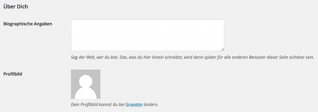 WordPress Profil: Über-Dich-Einstellungen