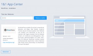 1-Klick-Installation bei 1und1 erster Schritt: Eingabe eines Namens