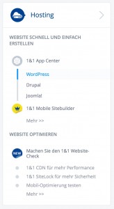 1und1 App Center Auswahl