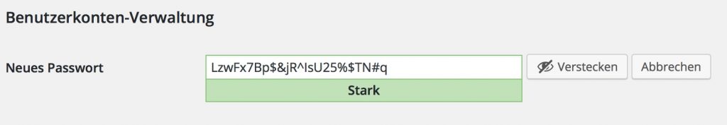 Formularfeld zum Ändern eines Passworts für einen Benutzer in WordPress