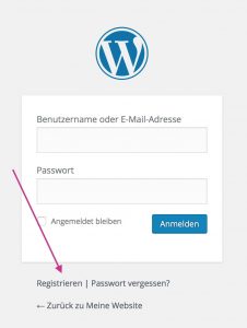 Registrieren-Link im WordPress-Login-Fenster