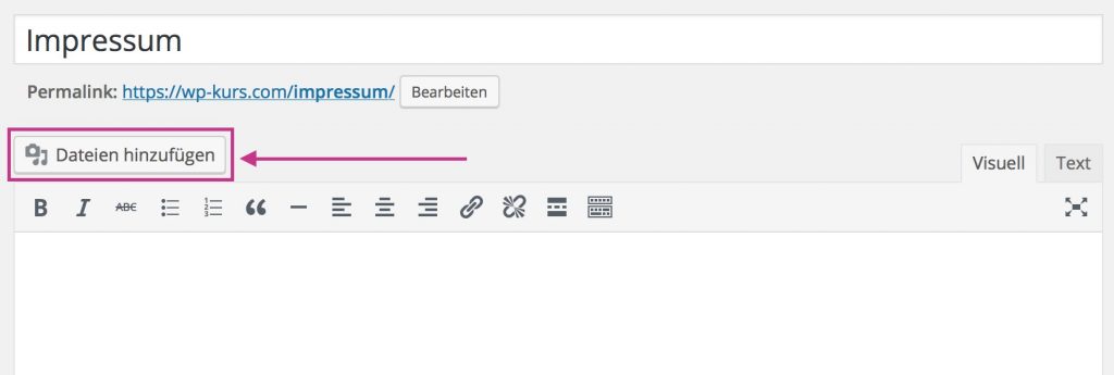 Das Bild zeigt, wo sich der Button zum Einfügen von Bildern befindet