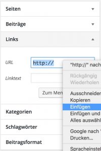 Link aus der Zwischenablage als Link-URL eingeben