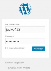 Das WordPress Login Fenster