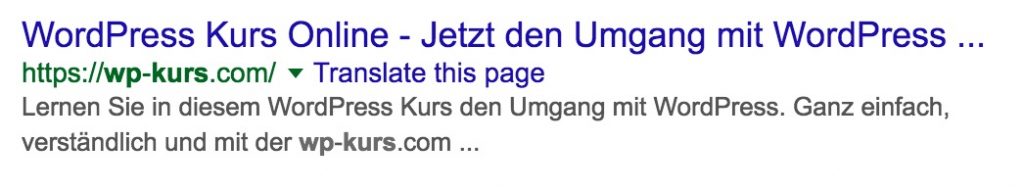 WordPress Titel in den Suchmaschinen-Treffern