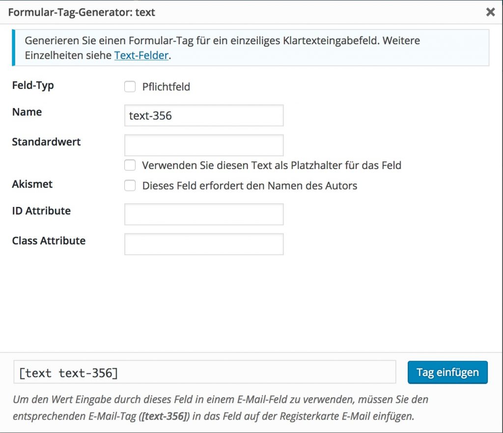 Textfeld-Popup in Contact Form 7
