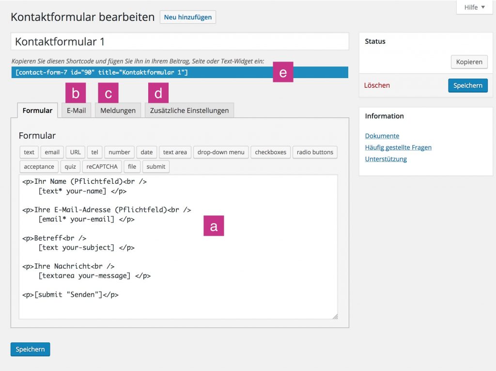 Formular in Contact Form 7 bearbeiten