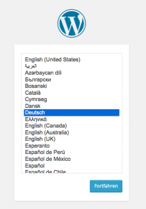 WordPress-Anzeige für die Sprache