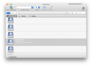 Die Verbindungsliste in Cyberduck