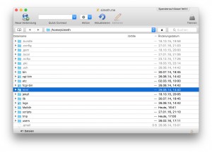 Cyberduck zeigt den Inhalte des FTP-Servers an