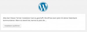Erfolgsmeldung nach Installation von WordPress